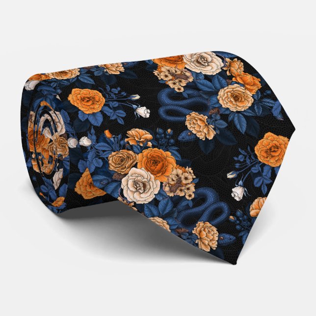 Cravate Caché en rose, orange et bleu (Roulé)