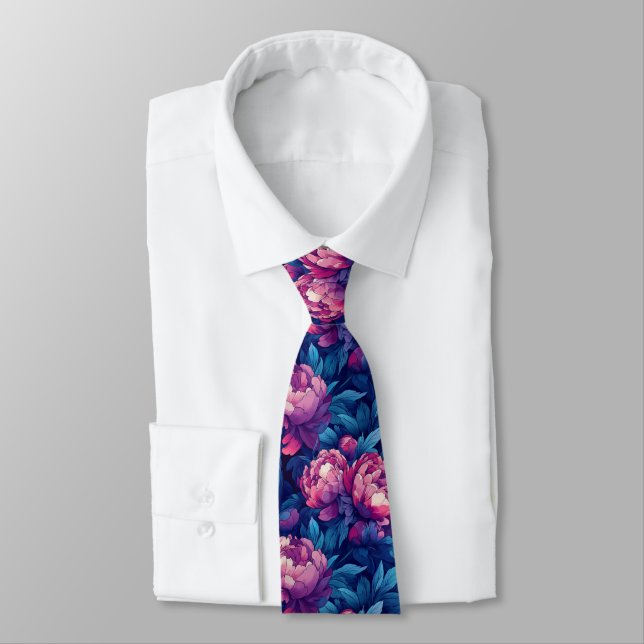 Cravate Cadeaux à la mode pour lui Fleur de pivoines (Attaché)