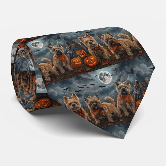 Cravate Cairn Terrier Halloween Éffrayant (Roulé)
