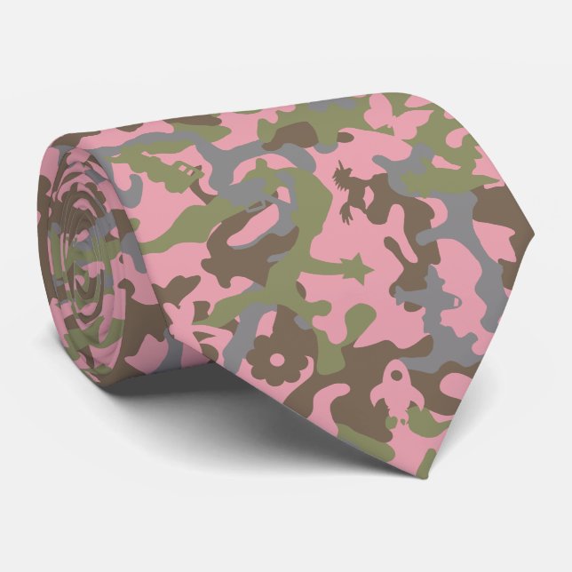 Cravate Camo sympa - Bois Rose (Roulé)