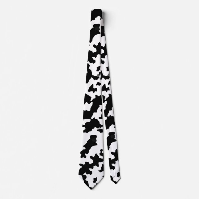 Cravate Camouflage Abstrait noir et blanc (Devant)