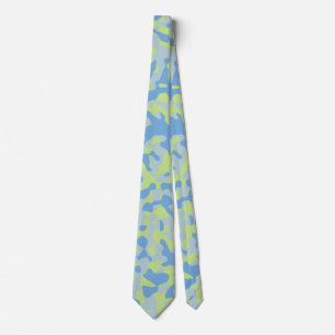 Cravate Camouflage bleu en jaune et bleu clair