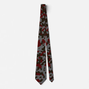 Cravate Camouflage bourguignon et gris en Brown