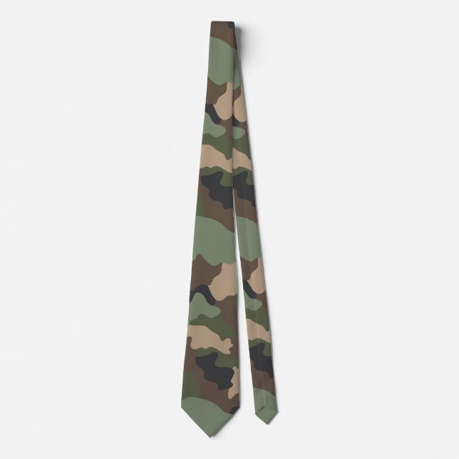 Cravate Camouflage de Woodland Camo Kaki vert Tan noir (Devant)