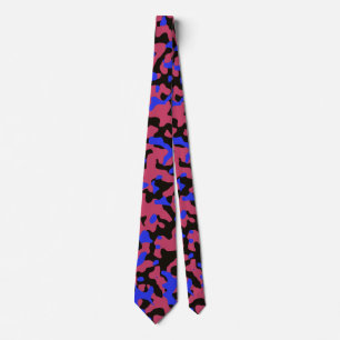 Cravate Camouflage électrique rose et bleu avec noir
