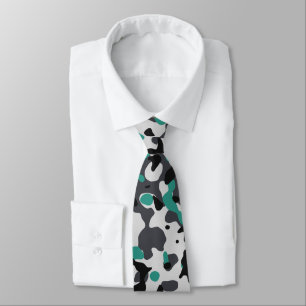 Cravate Camouflage en Turquoise, gris et noir