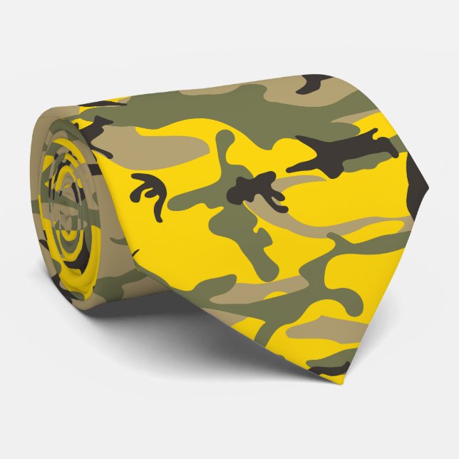 Cravate Camouflage jaune et vert, Militaire, Armée (Roulé)