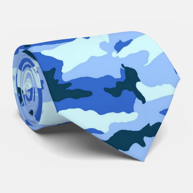 Cravate Camouflage Motif en bois bleu (Roulé)