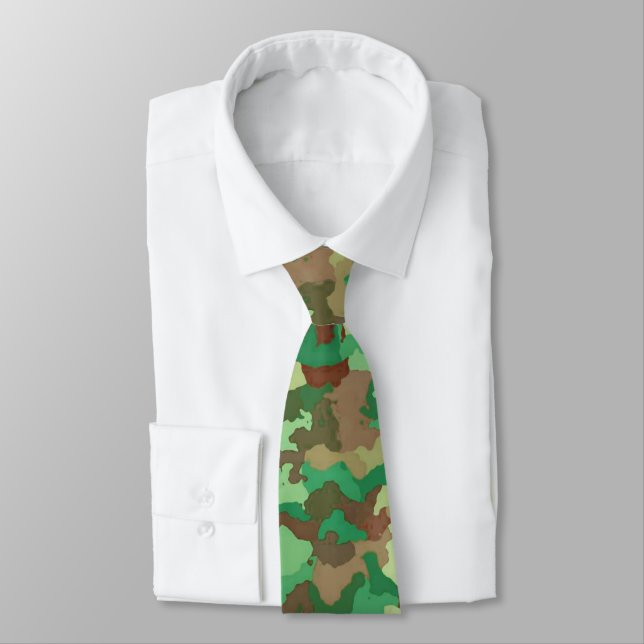 Cravate Camouflage Motif, vert, Brown et Tan (Attaché)