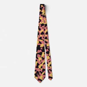 Cravate Camouflage rose en jaune et noir