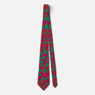 Cravate Camouflage rouge en vert et violet