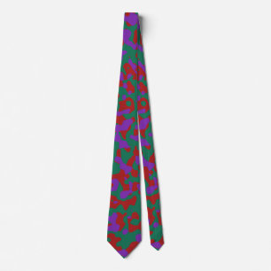 Cravate Camouflage rouge en vert et violet