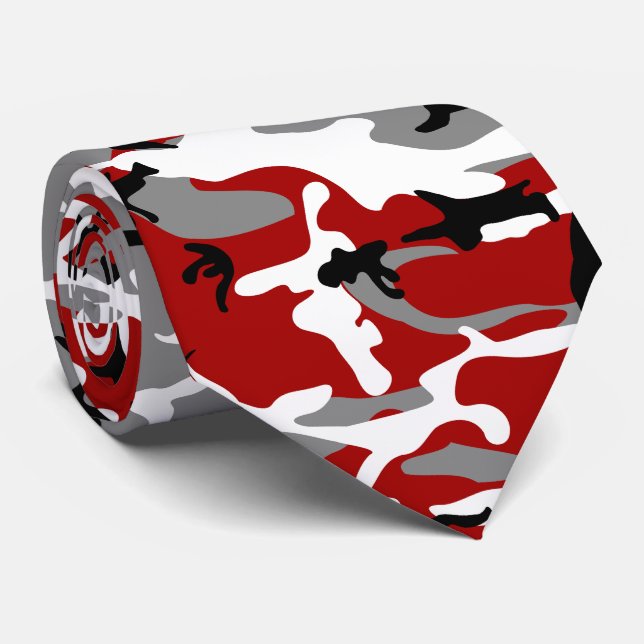 Cravate Camouflage rouge et gris, Militaire, Armée (Roulé)