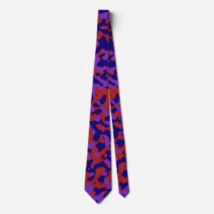 Cravate Camouflage rouge foncé en bleu profond et violet