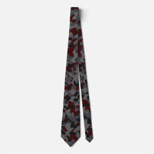 Cravate Camouflage rouge foncé en gris et noir
