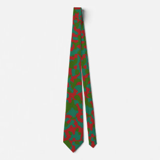 Cravate Camouflage rouge gras en vert profond et Turquoise
