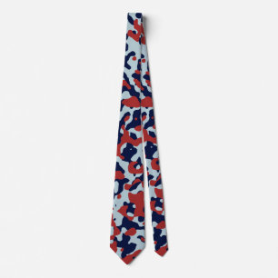 Cravate Camouflage rouge profond dans la marine et tons bl