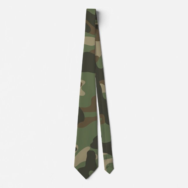 Cravate Camouflage Vert Camo Motif de l'armée (Devant)