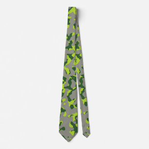 Cravate Camouflage vert clair en vert foncé et gris