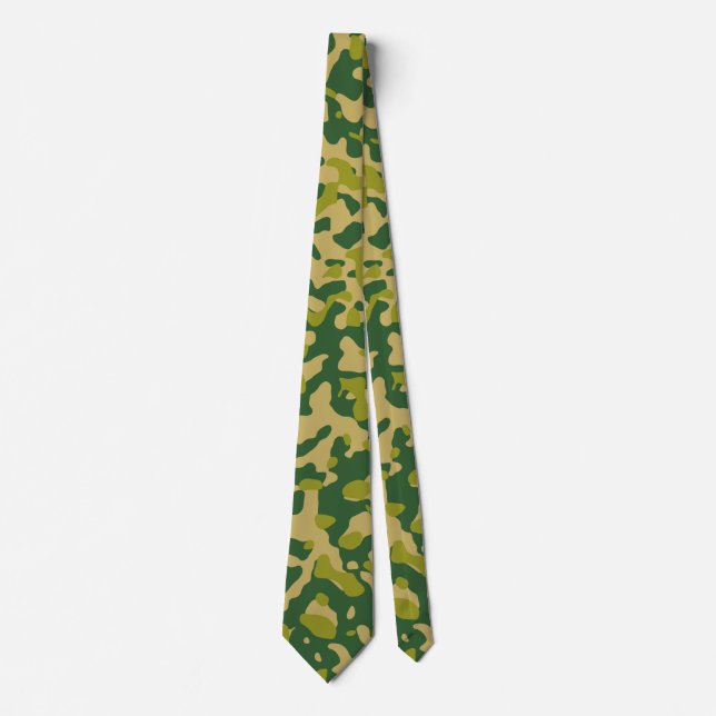 Cravate Camouflage vert foncé en olive et Tan (Devant)