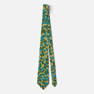 Cravate Camouflage vert, jaune, Turquoise Camouflage Camo