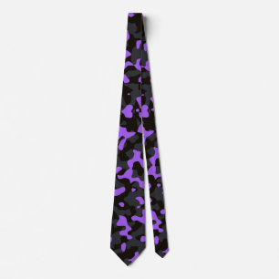 Cravate Camouflage violet en gris ardoise foncé et noir Je