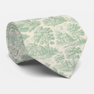 Cravate Campagne Sage Vert Toile Animal de Ferme