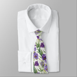 Cravate Campanules lilas violettes & feuilles vertes