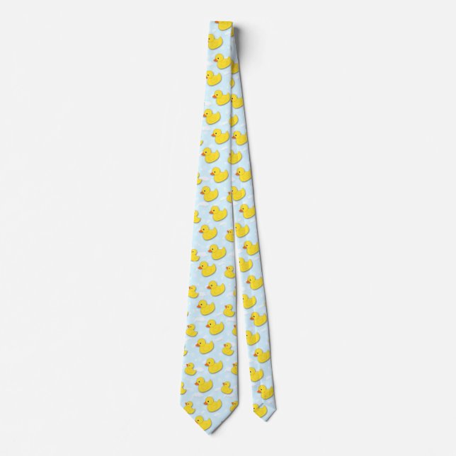 Cravate Canard jaune en caoutchouc bleu clair (Devant)