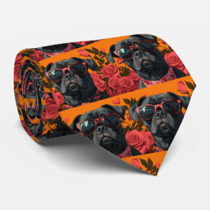 Cravate Cane Corso avec coeur Roses Saint-Valentin