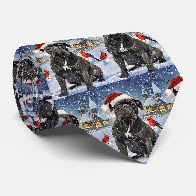Cravate Cane Corso Winter Wonderland Noël Joie (Roulé)