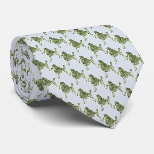 Cravate Caniche verte Camo (Roulé)