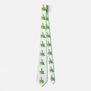 Cravate Caricature de Brachiosaurus vert et de girafe