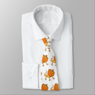Cravate Caricature de lézard à col frisé orange