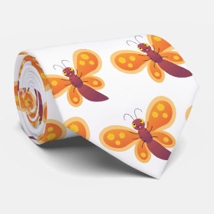 Cravate Caricature joli papillon orange