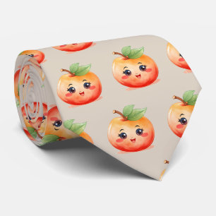 Cravate caricature mignonne motif pêche
