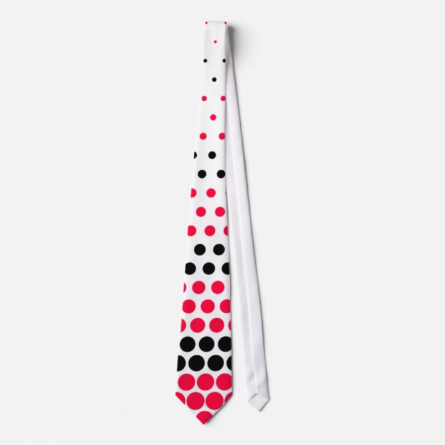 Cravate Carmine moderne rouge et noir Polka point (Devant)