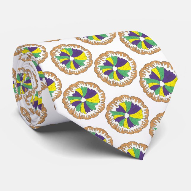 Cravate Carnaval King Cake New Orleans NOLA Mardi Gras (Roulé)