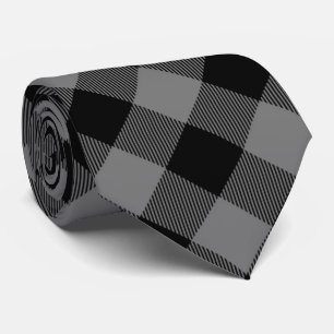 Cravate Caron à carreaux Lumberjack Buffalo Gris Noir
