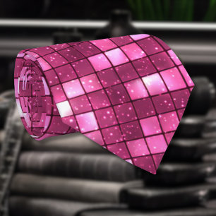 Cravate Carré de style disco rose chaud tendance pour la S
