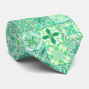 Cravate Carreaux décorés en vert et blanc