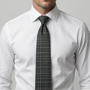 Cravate Carreaux Tartan Gris Charbon 