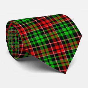 Cravate Carreaux Tartan Noir Rouge Vert Design 