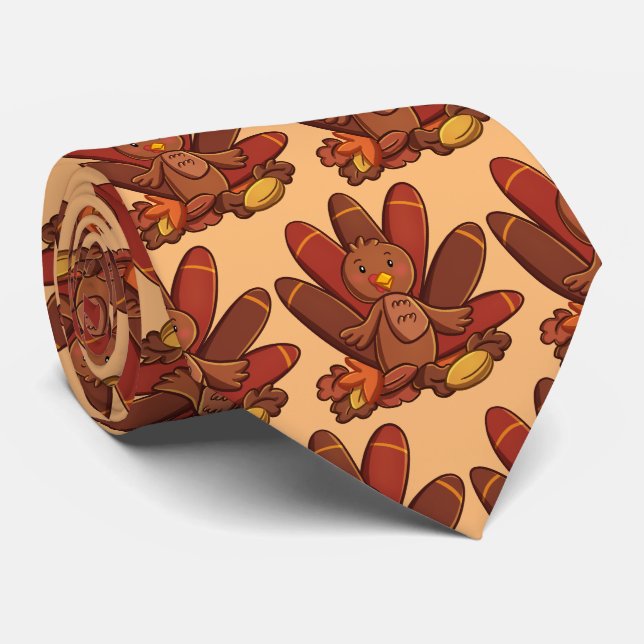 Cravate Carrelage mignon Thanksgiving dinkey Holiday (Roulé)