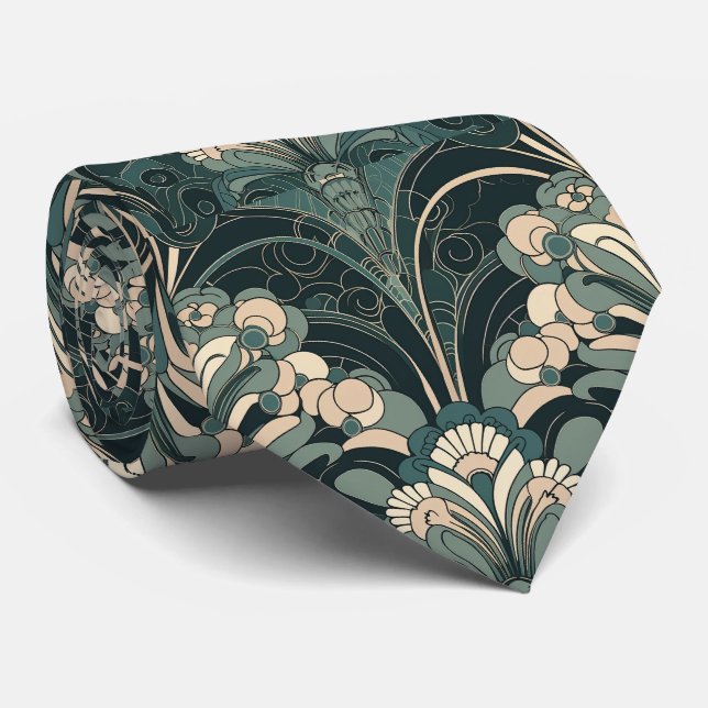 Cravate Carrelage motif art déco cool (Roulé)