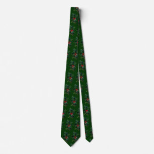 Cravate carrelée de vert de Noël de houx