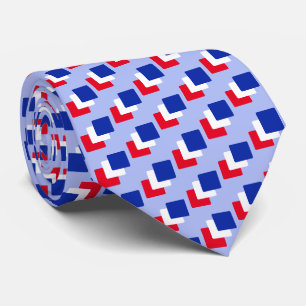 Cravate Carrés bleus, rouges et blancs modernes sur fond b