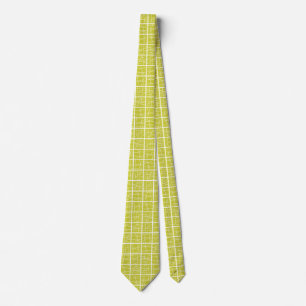 Cravate Carrés cassés - Banana jaune sur blanc