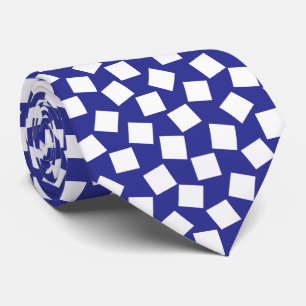 Cravate Carrés irréguliers - Blanc sur Bleu profond