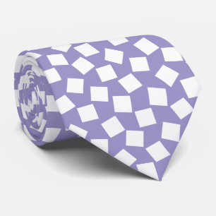 Cravate Carrés irréguliers - Blanc sur violet pâle